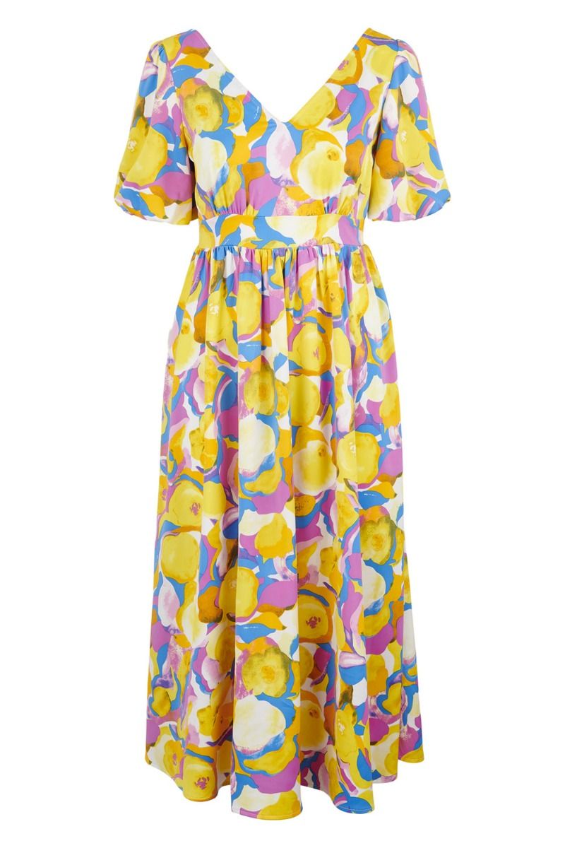 Y.A.S - Kjole - YAS Orangina 2/4 Long Dress - Eggnog Orangina Print