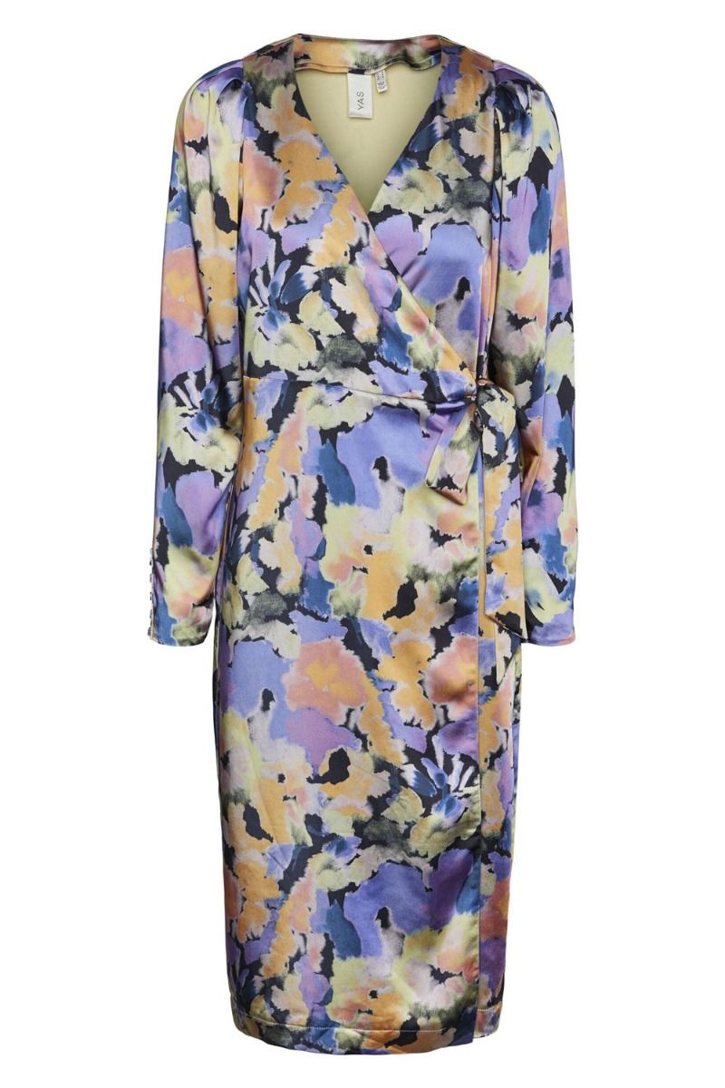 Y.A.S - Kjole - YAS Painterly LS Wrap Midi Dess S. - Show Black