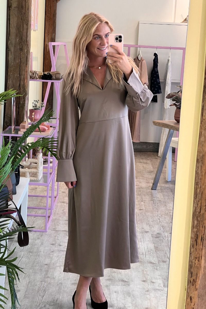 Y.A.S - Kjole - YAS - Pella Ls Long Dress S. Noos - Fungi