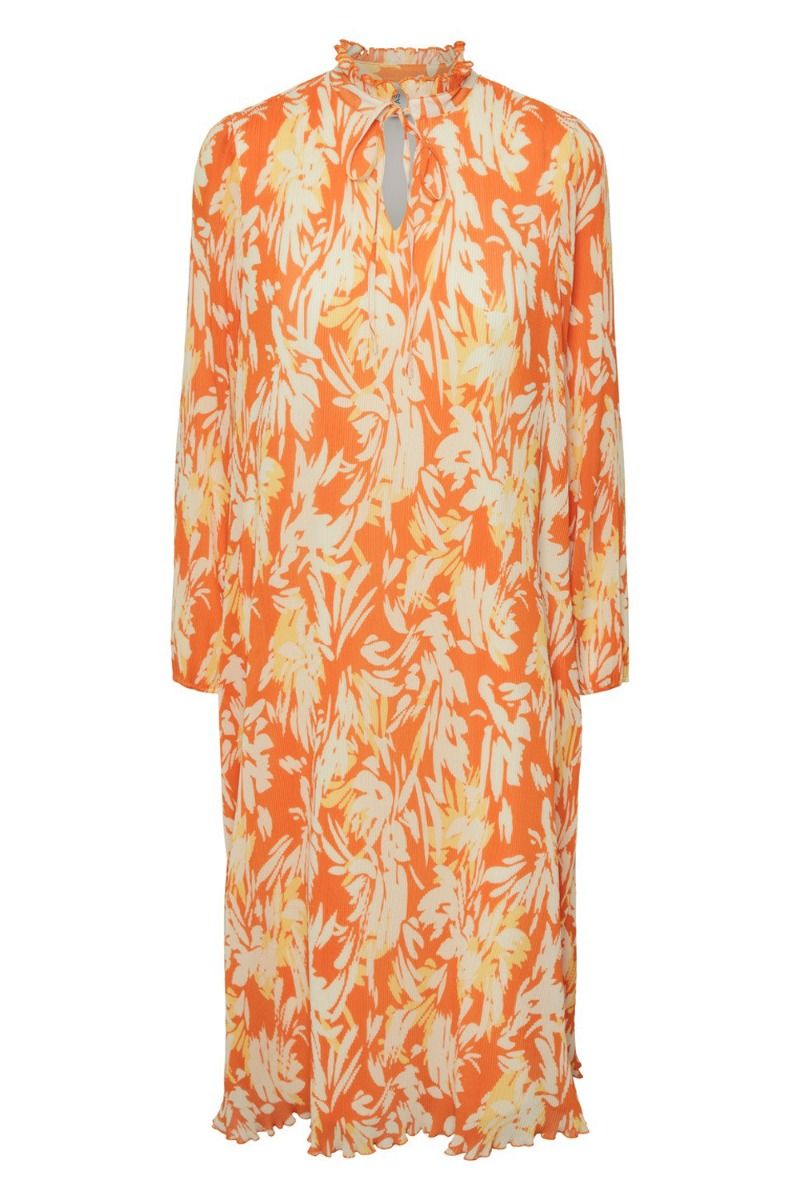 Y.A.S - Kjole - YAS Pippo LS Midi Dress S. NOOS - Oriole Leaf Print