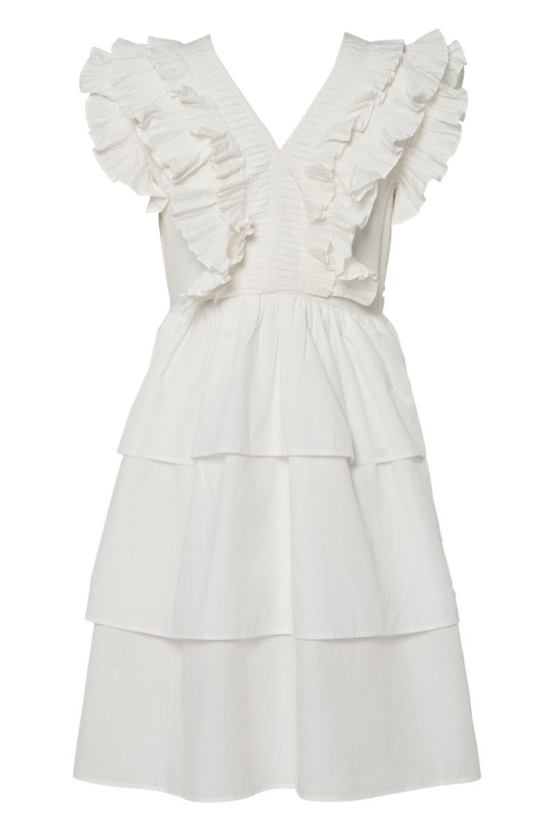 Y.A.S - Kjole - YAS Runa Cs Ruffle Dress - Star White