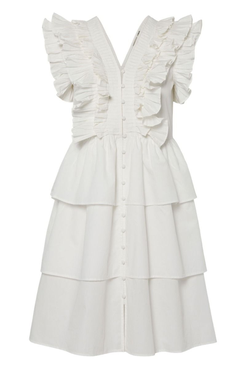 Y.A.S - Kjole - YAS Runa Cs Ruffle Dress - Star White