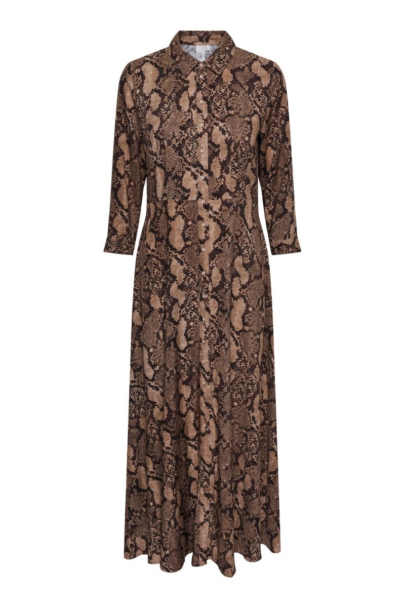 Y.A.S - Kjole - YAS Savanna Long Shirt Dress S. - Fungi/Snakea