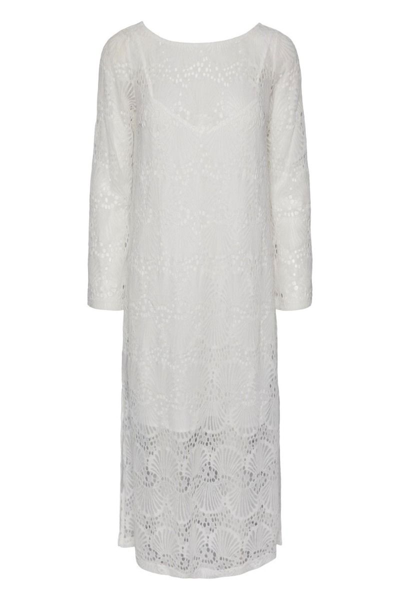 Y.A.S - Kjole - YAS Shella LS Long Dress - Cloud Dancer