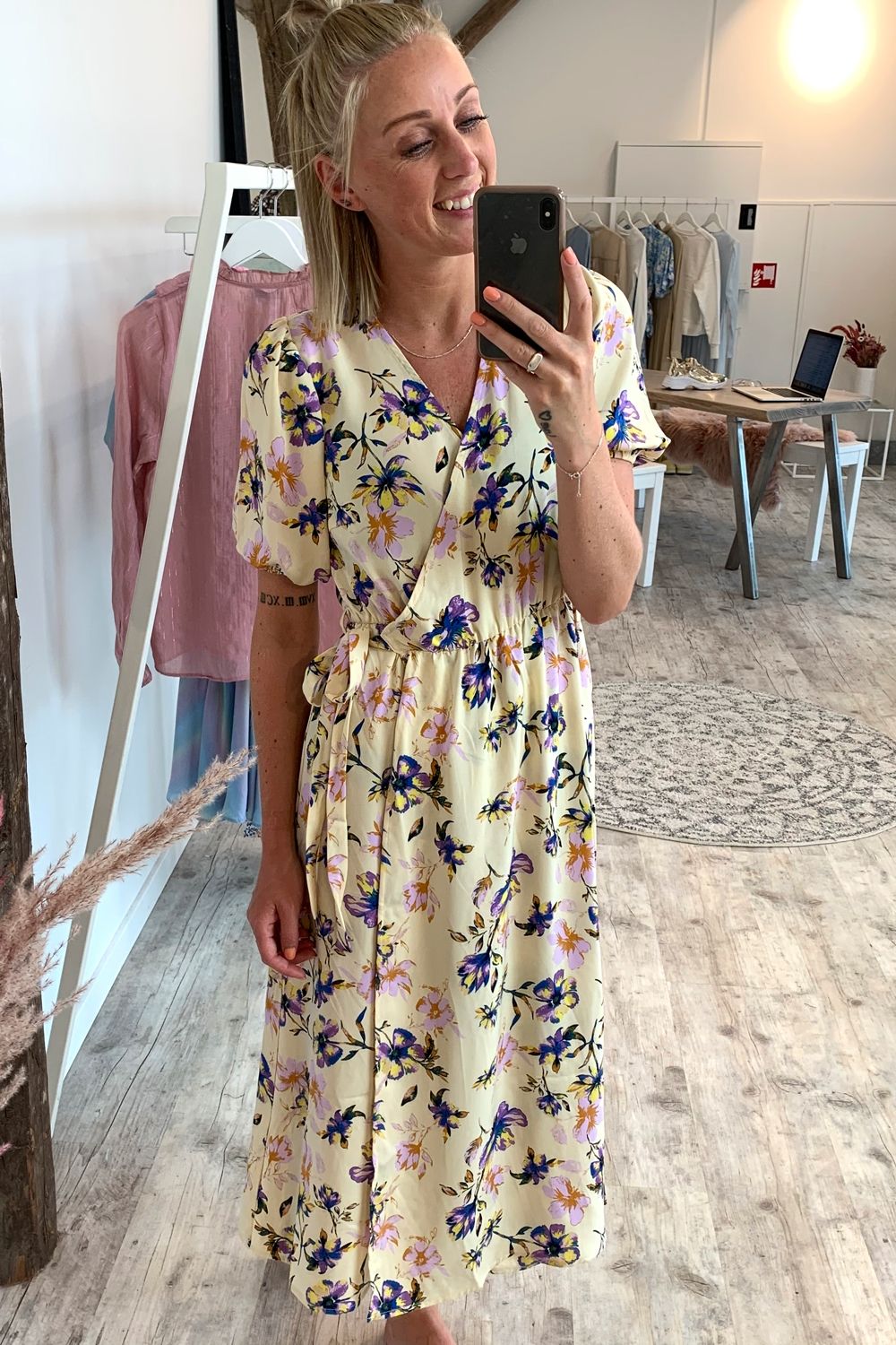 Y.A.S - Kjole - Sophia SS Midi Dress - Eggnog