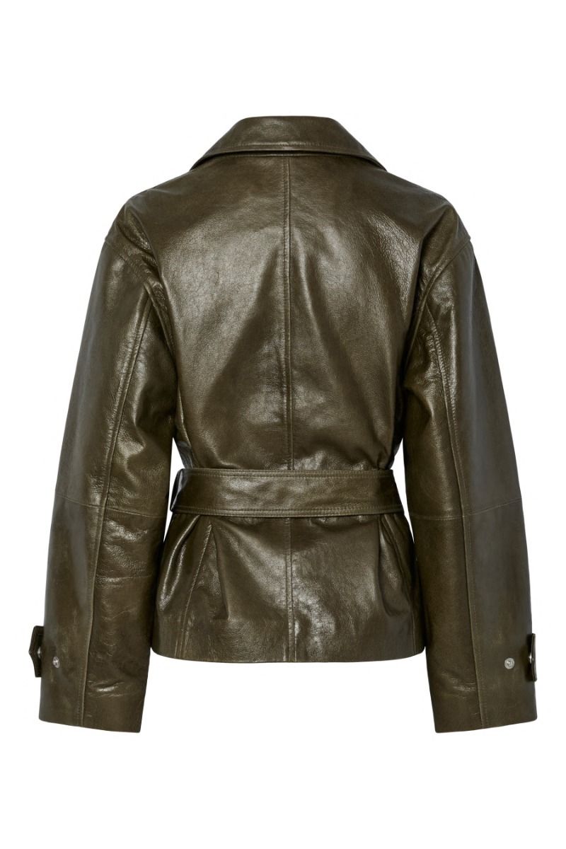 Y.A.S - Jakke - Libbo Ls Leather Jacket - Teak