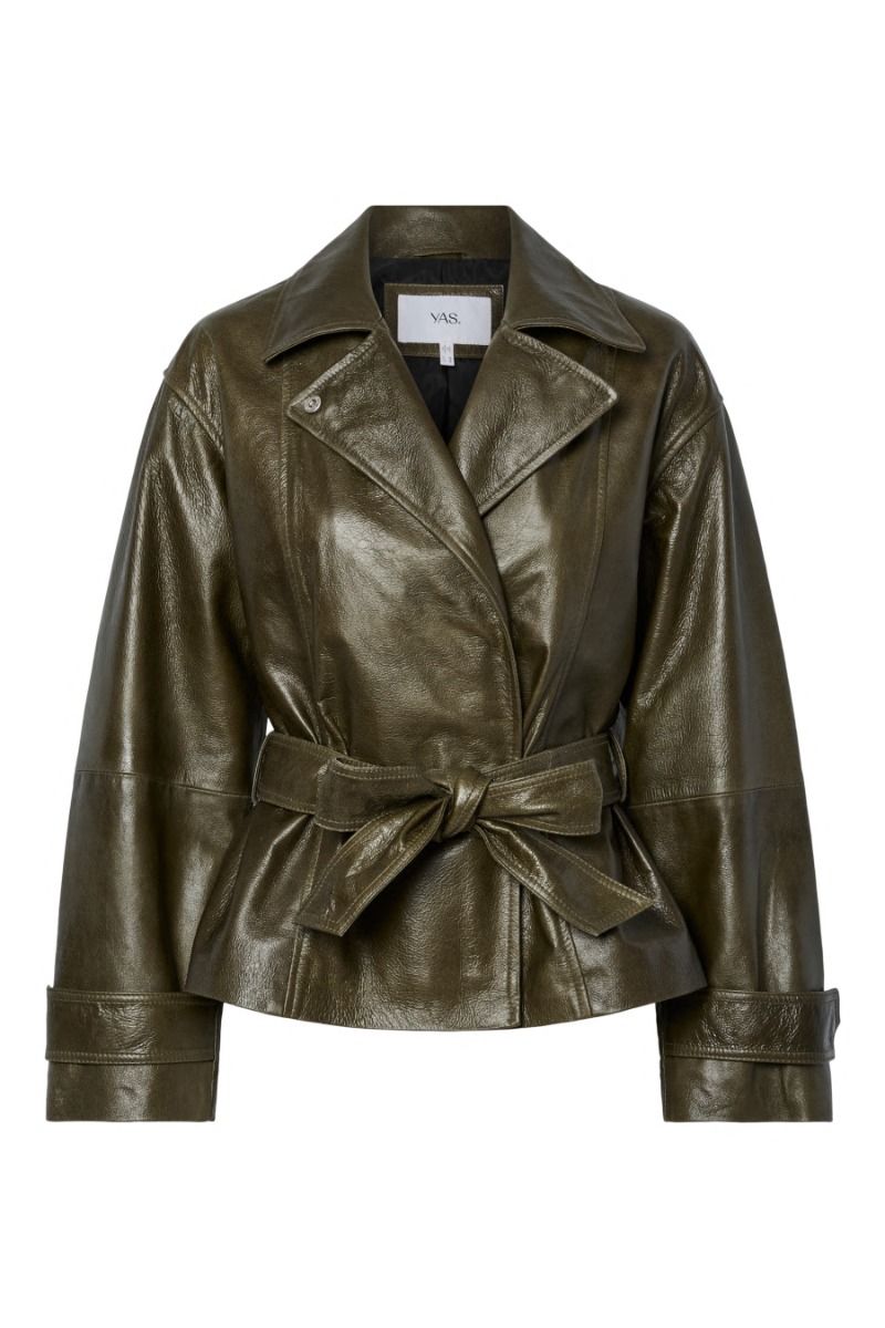 Y.A.S - Jakke - Libbo Ls Leather Jacket - Teak