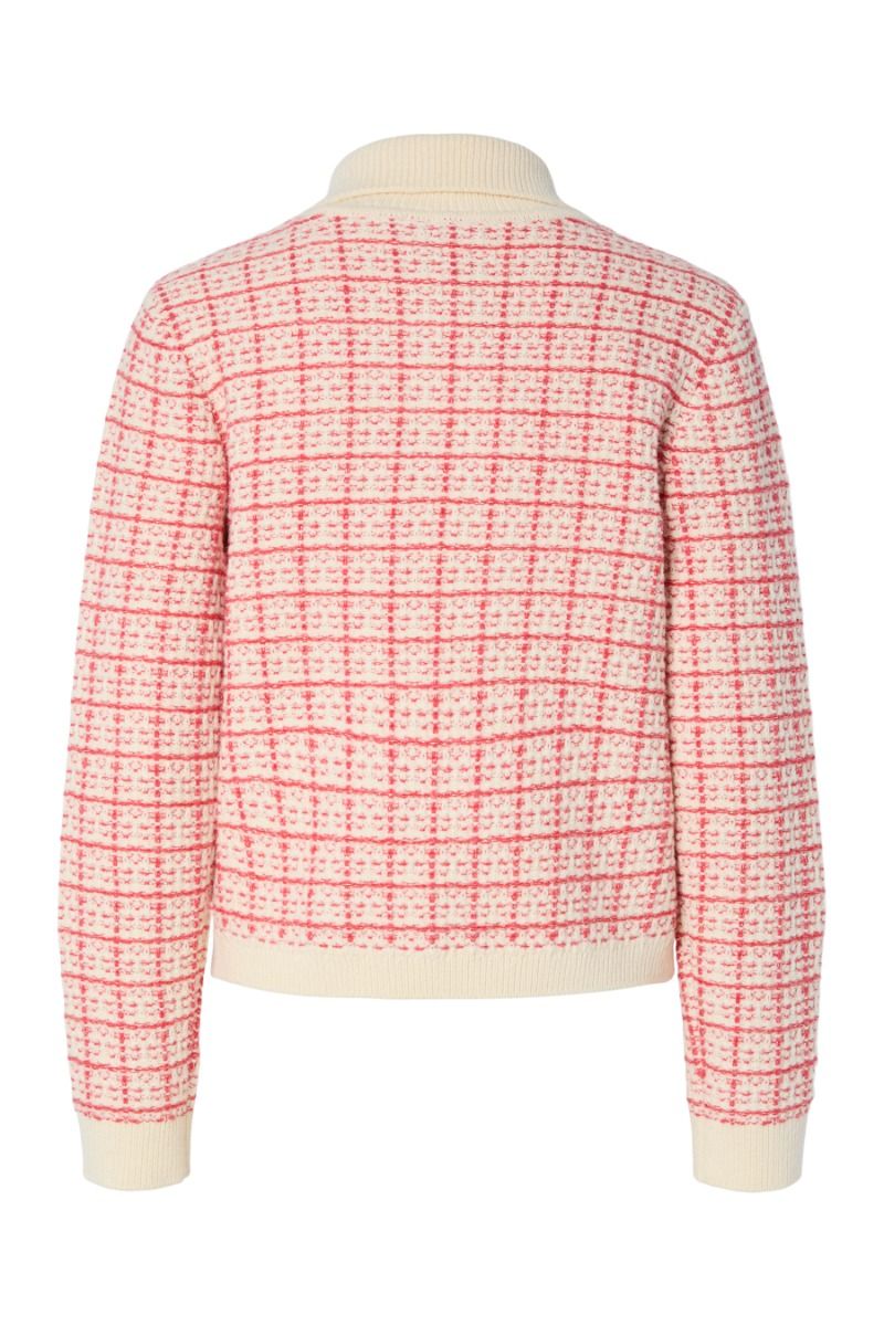 Y.A.S - Strik - Yas Liviana Ls Knit Zip Pullover - Hibiscus