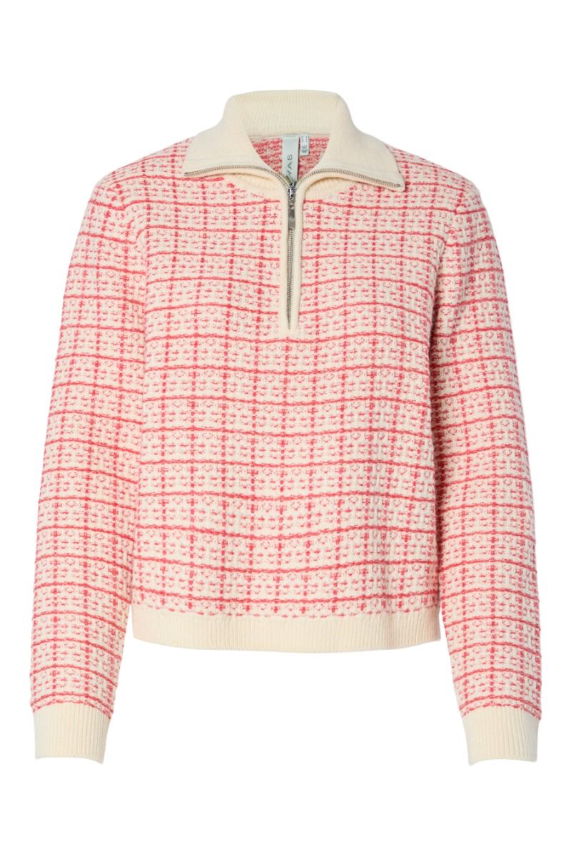 Y.A.S - Strik - Yas Liviana Ls Knit Zip Pullover - Hibiscus