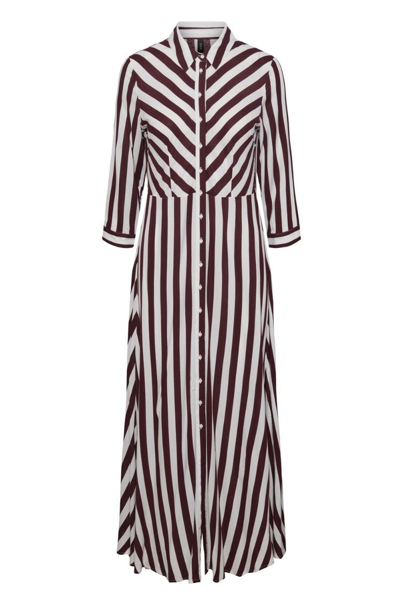 Y.A.S - Kjole - YAS Savanna Long Shirt Dress - Winetasting