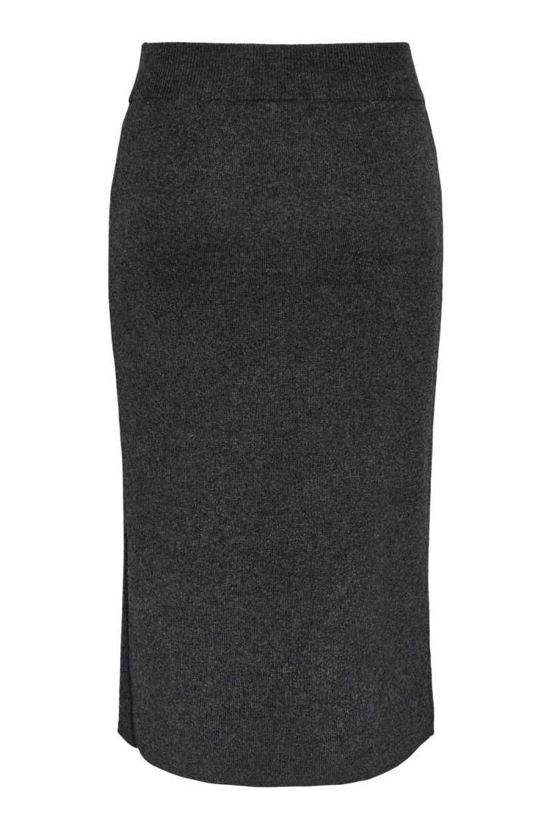 Y.A.S - Nederdel - YAS - Assi Hw Midi Knit Skirt S. Noos - Dark Grey Melange