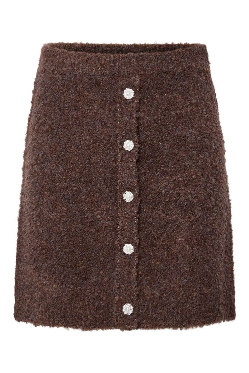 Y.A.S - Nederdel - Plyra Hw Knit Skirt - Chocolate Brown