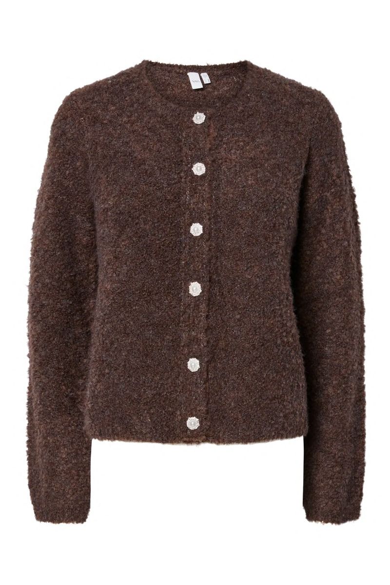 Y.A.S - Cardigan - Plyra Ls Knit Cardigan - Chocolate Brown