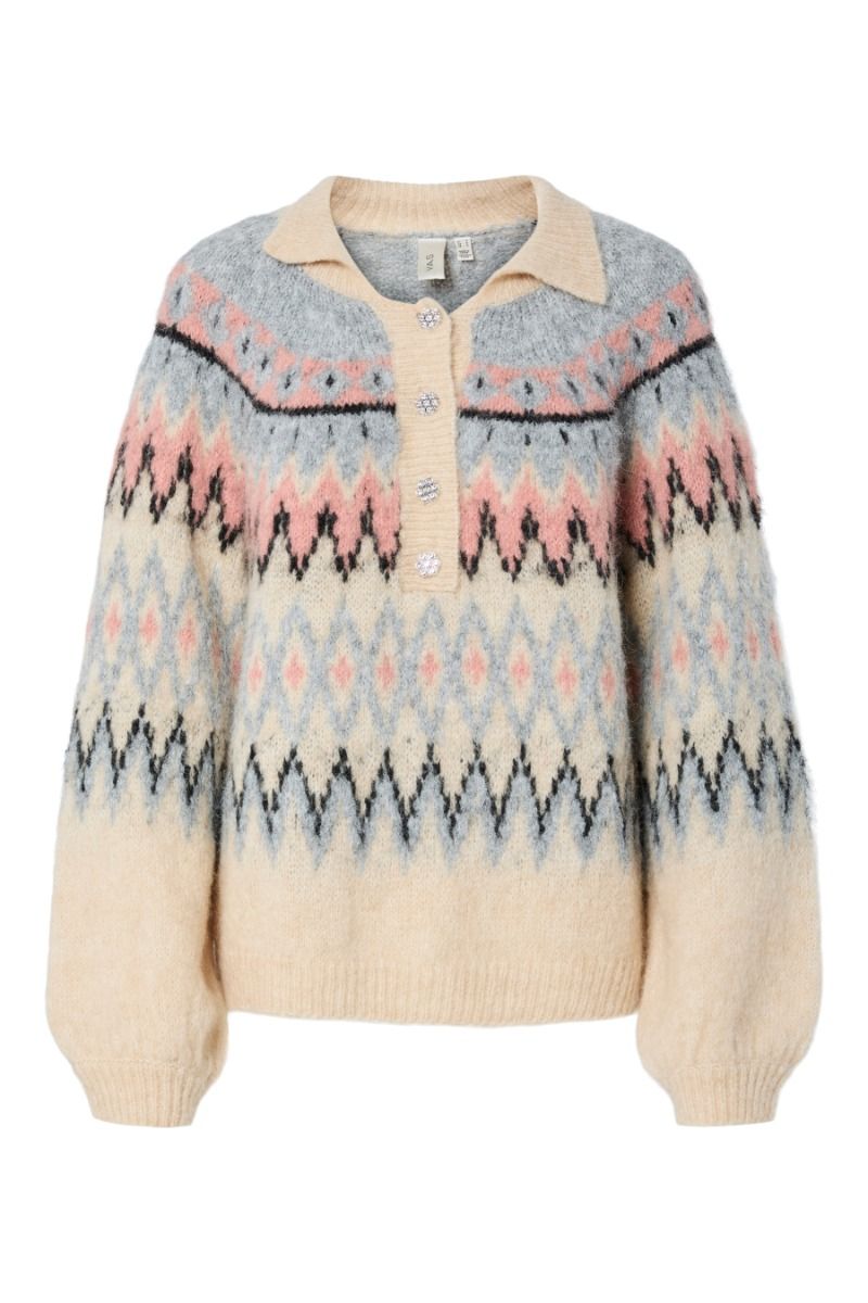 Y.A.S - Strik - Yas Shima Ls Knit Pullover - Sandshell