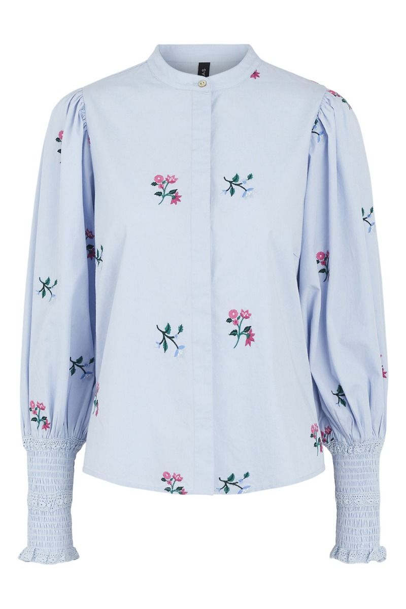 Y.A.S - Skjorte - YAS Juvela LS Embroidery Shirt S. - Kentucky Blue