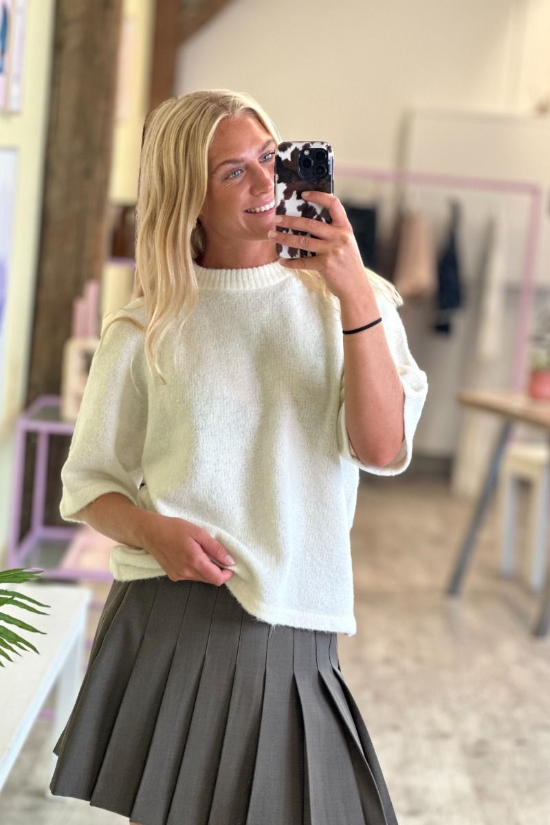 Y.A.S - Strik - Yas Anne 2/4 Knit S. - Star White