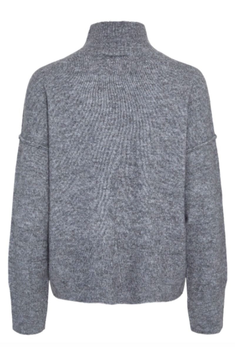 Y.A.S - Strik - YAS Balis LS High Neck Knit S. - Medium Grey Melange