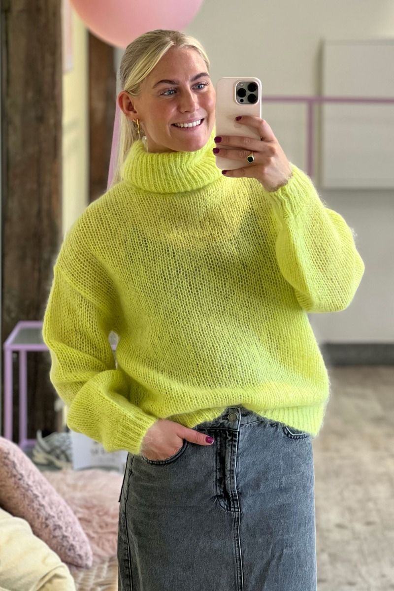 Y.A.S - Strik - YAS Lambi LS Knit Rollneck Pullover S. - Limeade