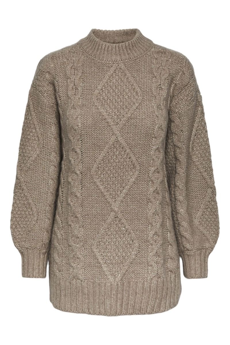 Y.A.S - Strik - Yas Oella Ls Cable Long Knit Pullover S. - Fungi