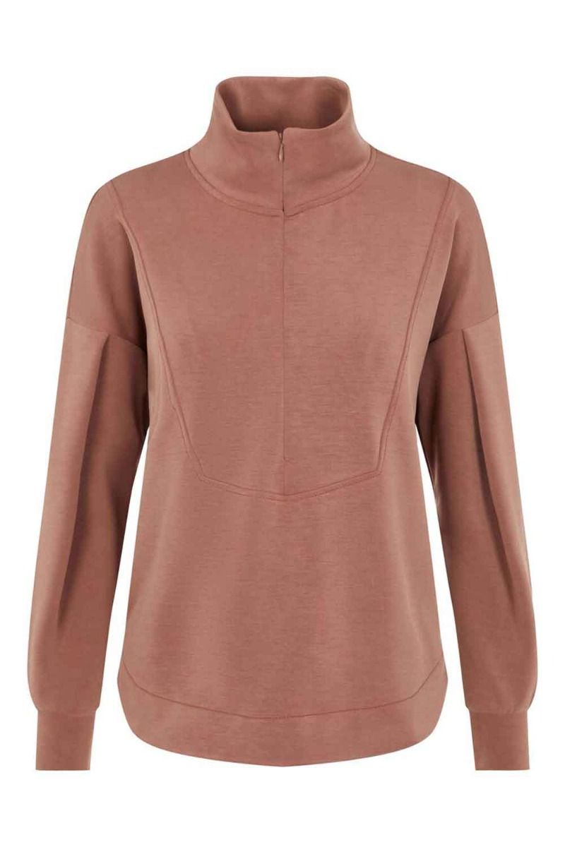 Y.A.S - Sweat - Como LS Long Zip Sweat - Cognac 