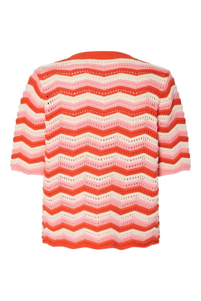 Y.A.S - T-shirt - Trio Ss Knit Pullover S. - Birch