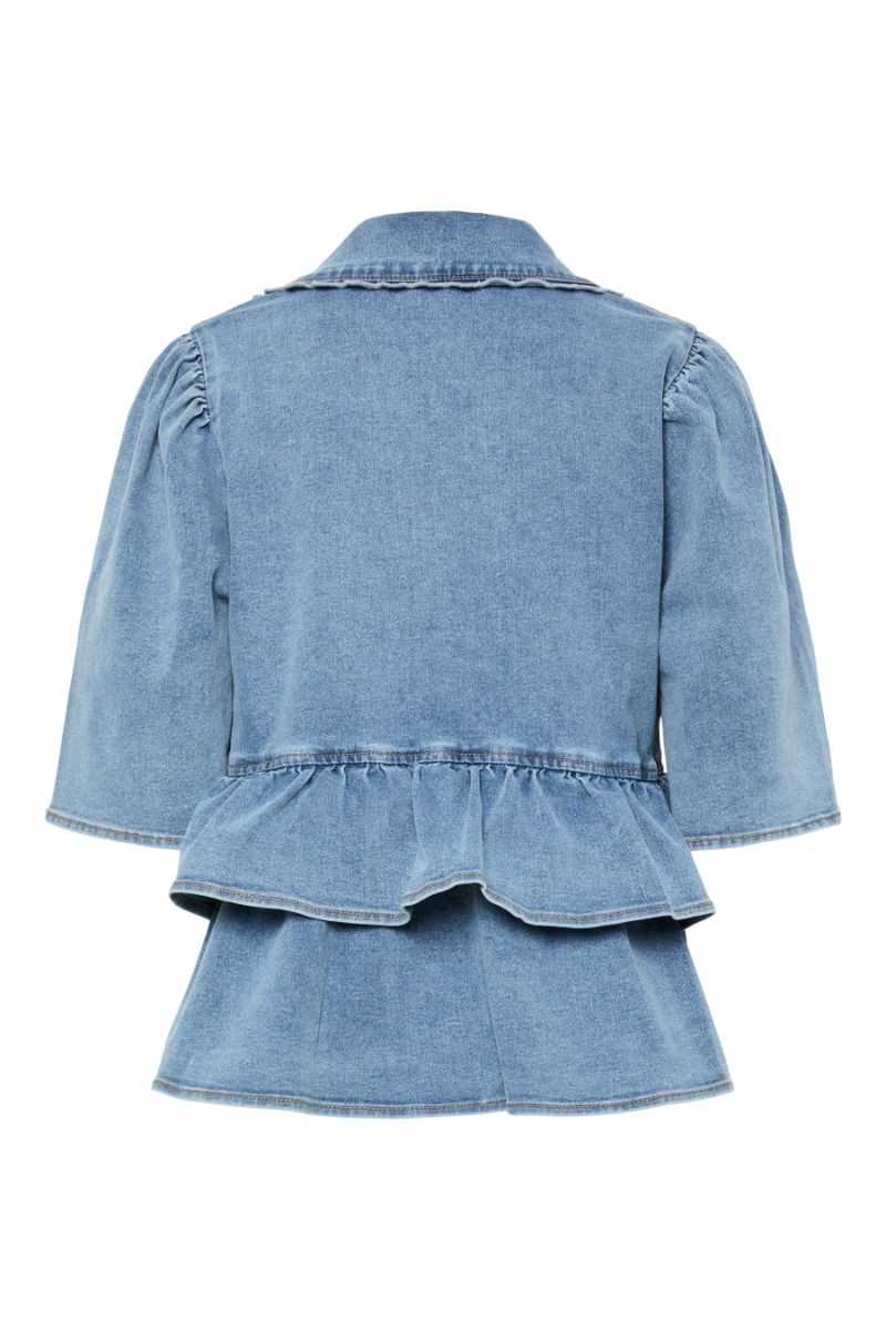 Y.A.S - Top - Scala SS Denim Top - Light Blue Denim