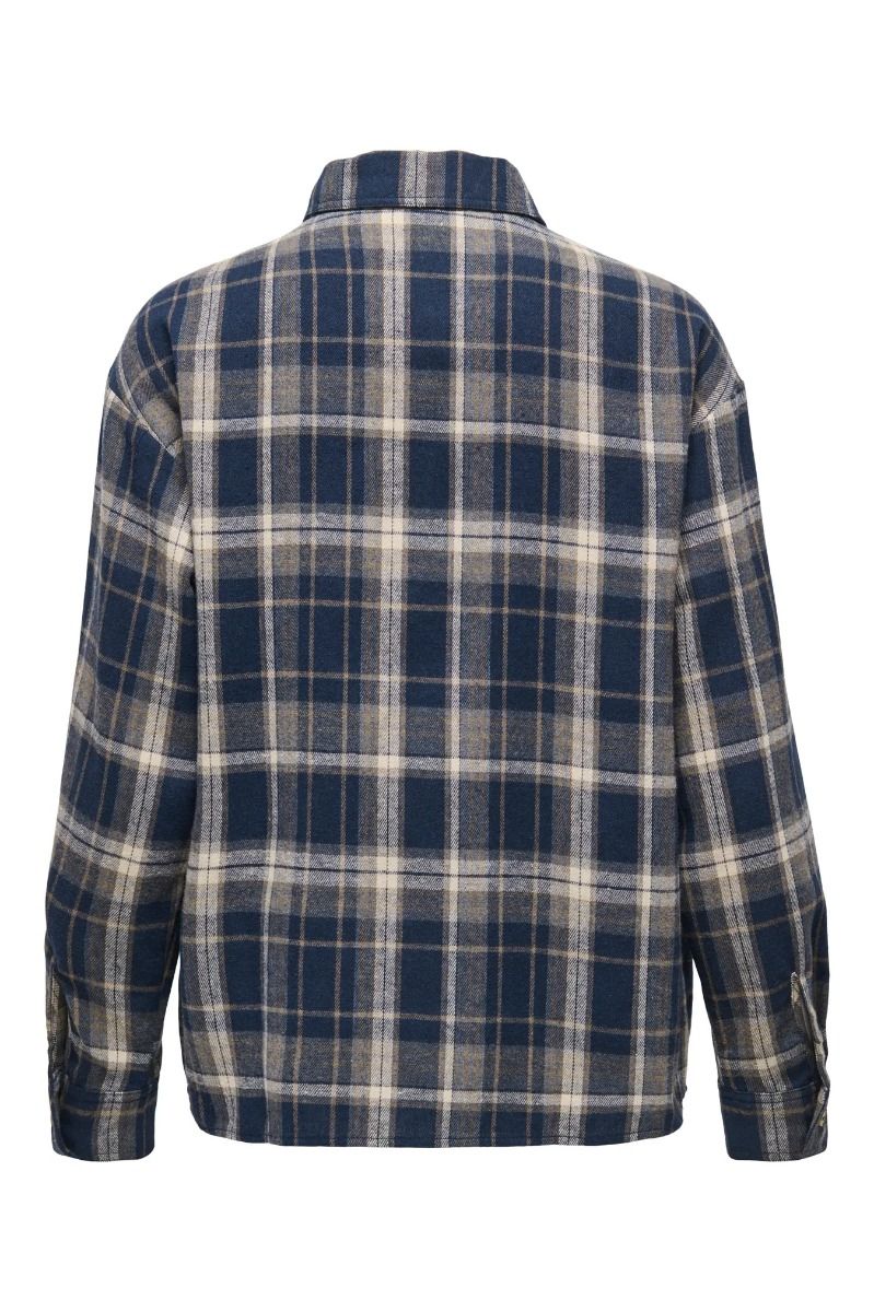JDY - Skjorte - Maddie L/S Loose Check Shirt - Sky Captain Caribou & Pale Taupe