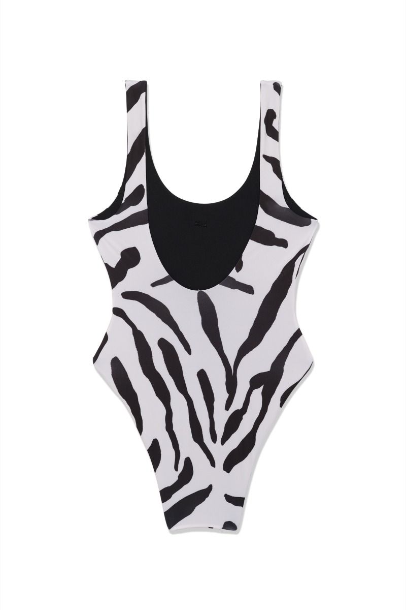 Gestuz - Badedragt - GZzaiba Swimsuit Graphic - Black White Animal (Levering slut april)