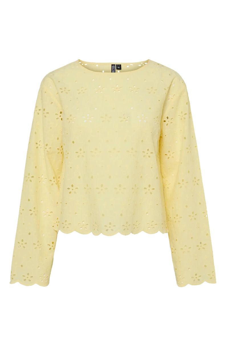 Pieces - Bluse - Tarmorine LS O-Neck top - Pale Banana
