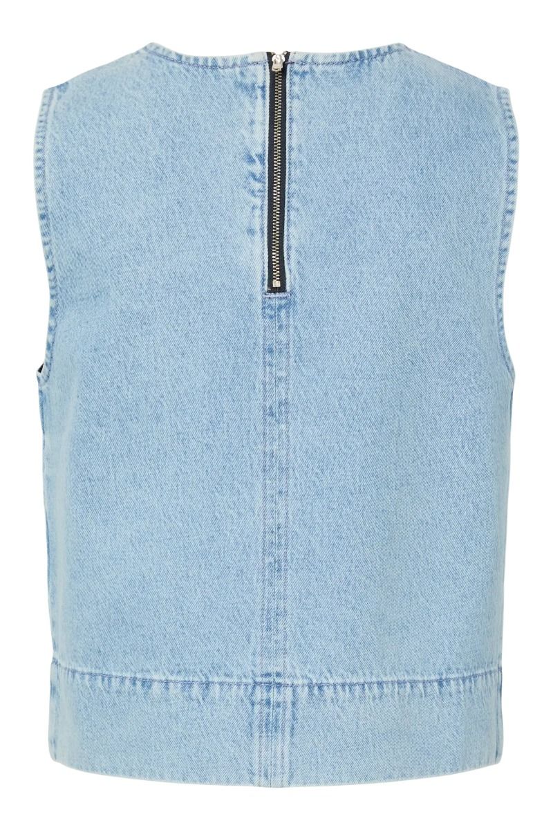 Pieces - Top - Noel O-Neck - Light Blue Denim / Rhine Shones