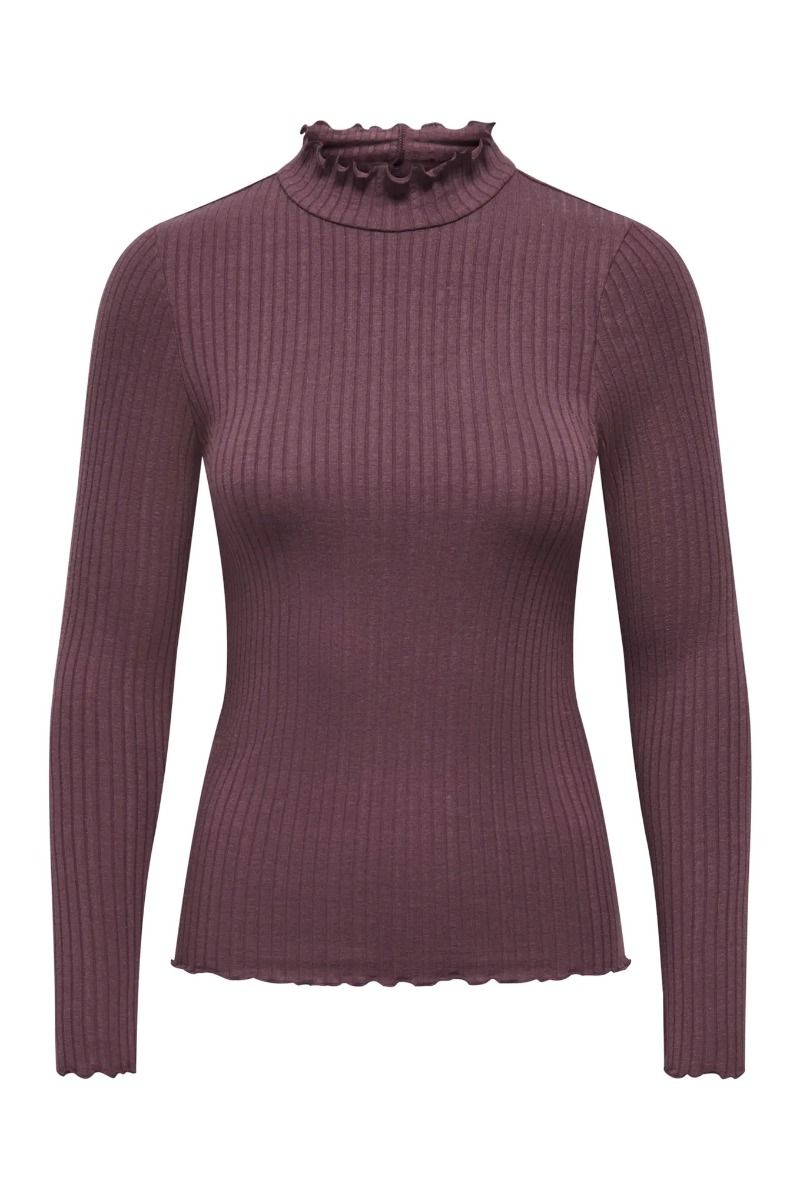 JDY - Bluse - Fransiska L/S HI-NCK Top - Huckleberry