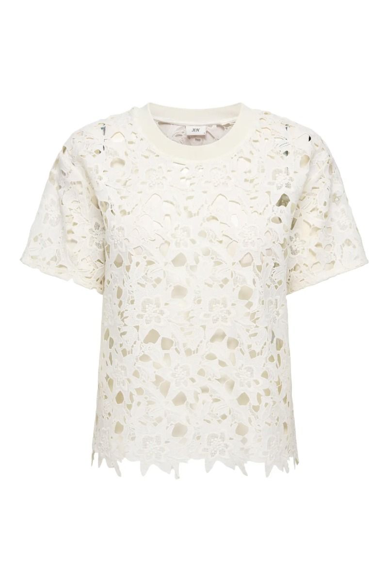 JDY - T-shirt - Vanya S/S Lace Top - Cloud Dancer