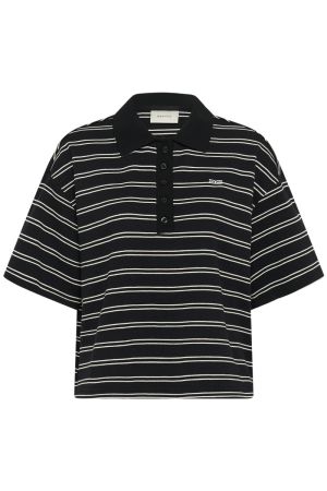 Gestuz GZpilova polo tee Black White striped