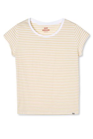Mads Nørgaard Fine Jersey Stripe Teasy Tee FAV Brilliant White/Straw