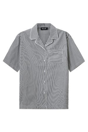 H2O R&D Rønne Essential Pajamas Shirt 7081 Black/White Stripe