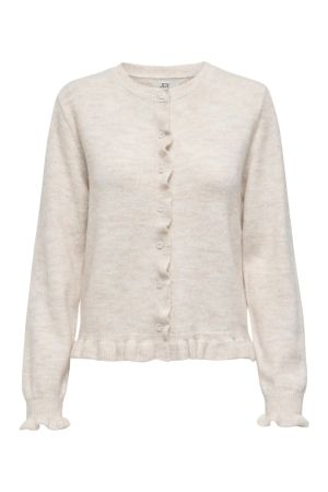 JdY JDYLETTY L/S ON FRILL CARDIGAN KNT NOOS Birch MELANGE