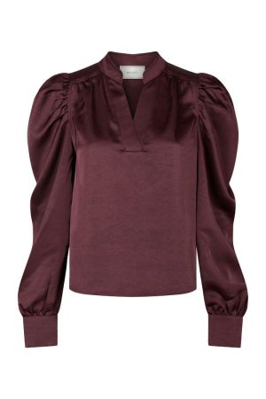 NEO NOIR Rosslyn Heavy Sateen Blouse Burgundy