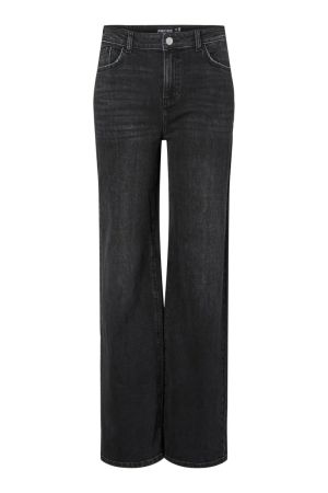 Pieces PCSILKE MW WIDE JEANS BL NOOS BC Black Denim