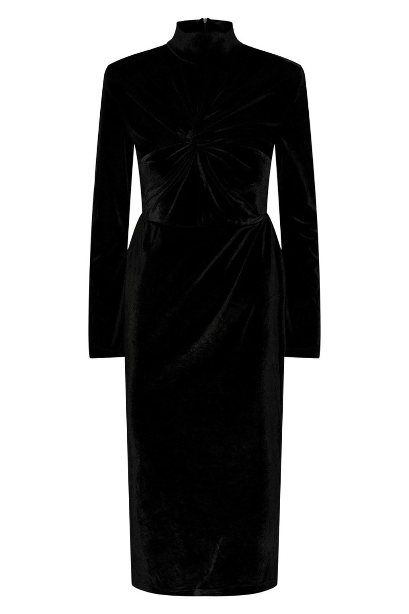 6: Y.A.S - Kjole - YAS Novella High Neck LS Midi Dress - Black