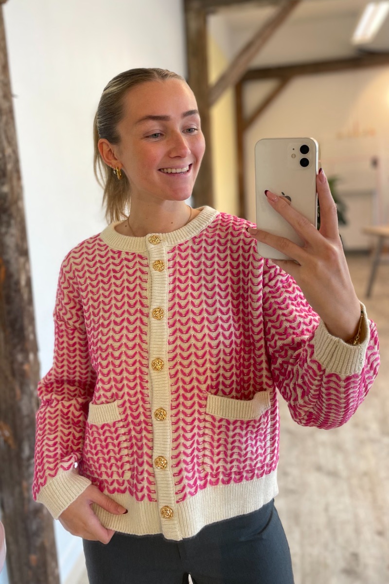 Billede af Y.A.S - Cardigan - Yas Gea Ls Knit Cardigan - Birch/Fuchsia
